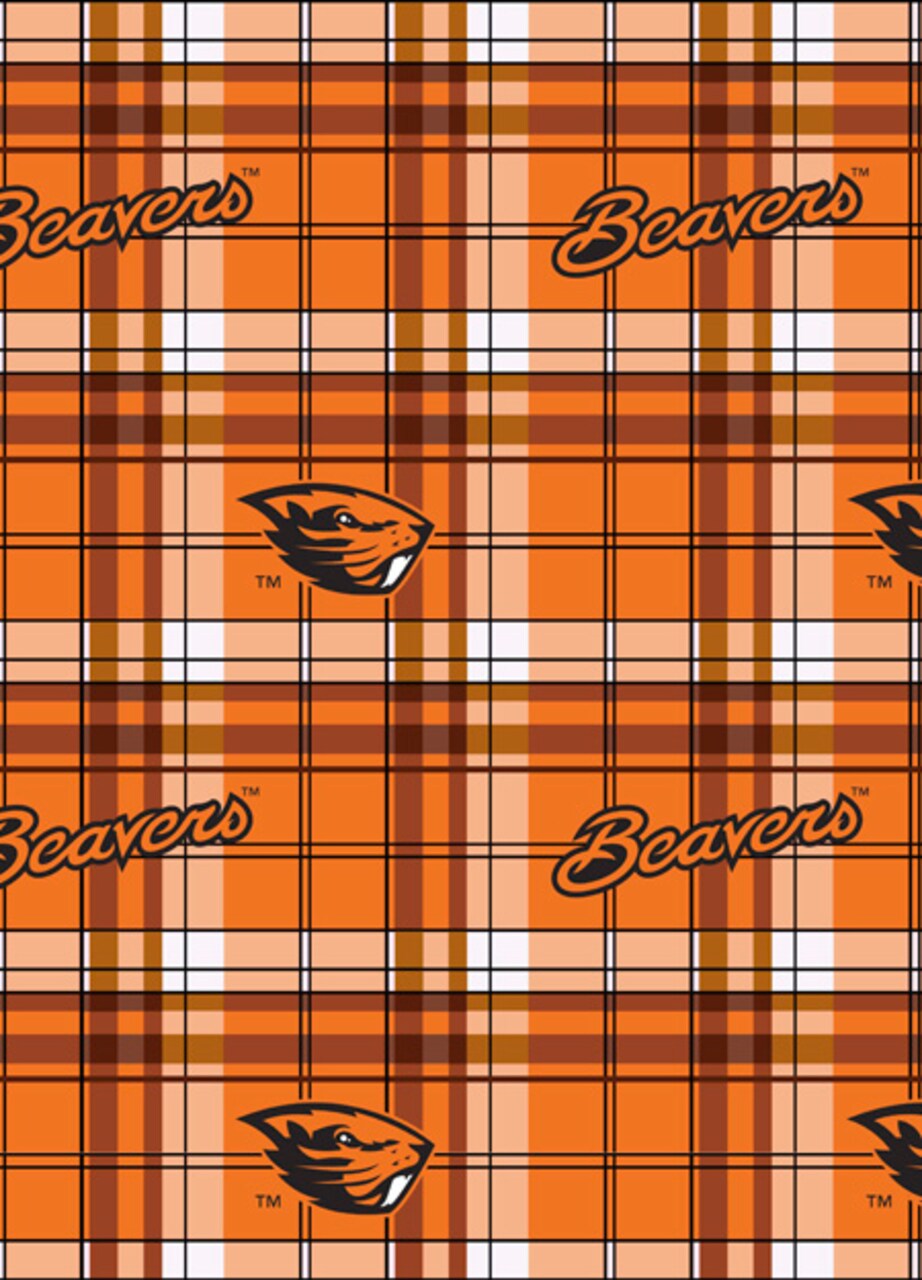 Sykel Enterprises-Oregon State University Fleece Fabric-Oregon State Beavers Plaid Fleece Blanket Fabric-Sold by the yard